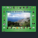 Póster Faith and Science: Biology<br><div class="desc">This poster gives thumbnail descriptions of over two dozen famous biologists who were also serious about their Christian faith. Many felt that their faith helped them do their research.</div>