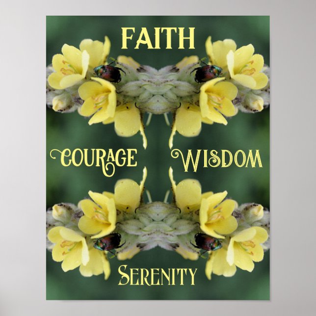 Póster Faith Beetle Flower Resumen Inspirador (Frente)