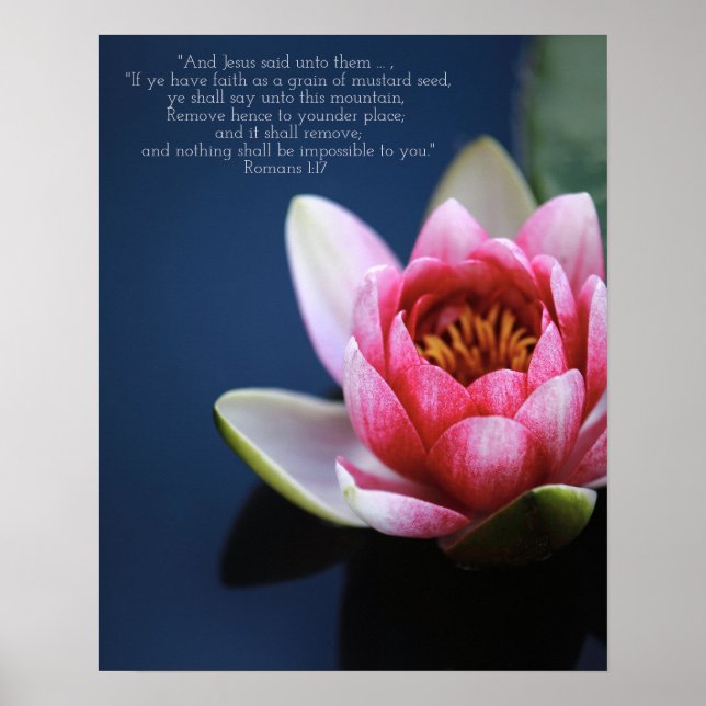 Póster Faith Bible Verse Inspiradora Water Lily (Frente)