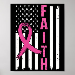 Póster Faith Breast Cancer Awareness Pink Ribbons America