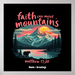 Póster Faith Can Move Mountains Matthew 17:20 Biblia Vers