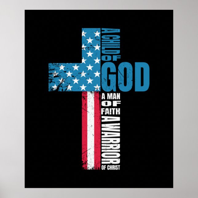 Póster Faith Cross American Flag Christ Jesus (Frente)