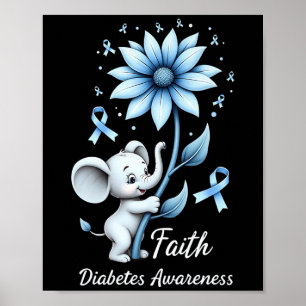 Póster Faith Cute Elephants Sunflower Diabetes Conciencia