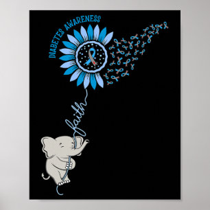 Póster Faith Diabetes Awareness Blue Ribbon Mes Diabeti
