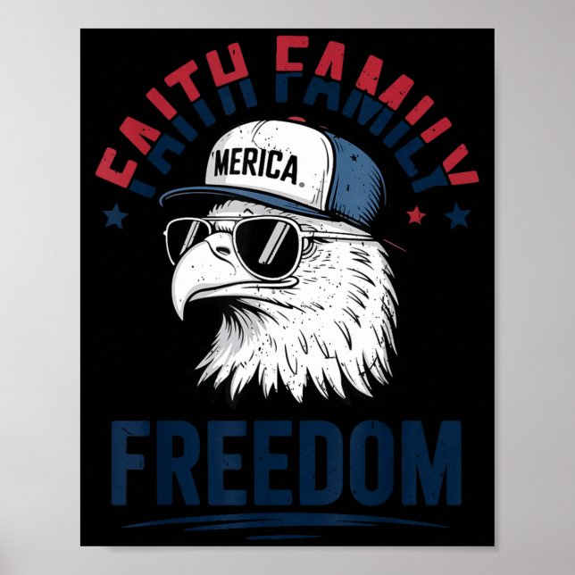 Póster Faith Family Dom Bald Eagle Patriotic Boys America (Frente)