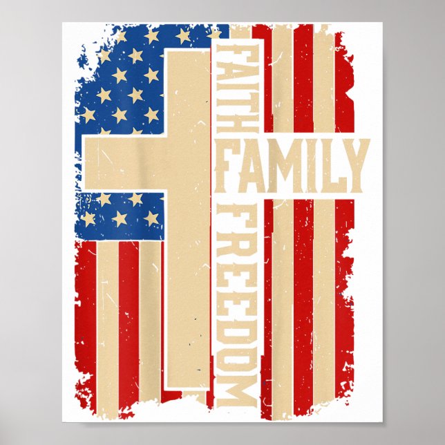Póster Faith Family Dom God Country Patriotic Christian O (Frente)