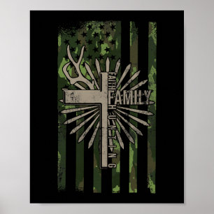 Póster Faith Family Hunting Quote Jesus Christian Deer Hu