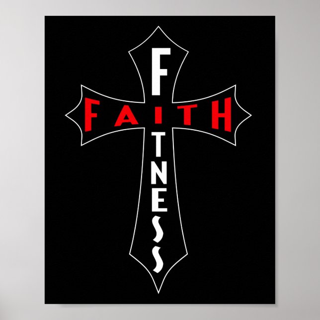 Póster Faith Fitness Cross Christian Workout Gimnasio mod (Frente)