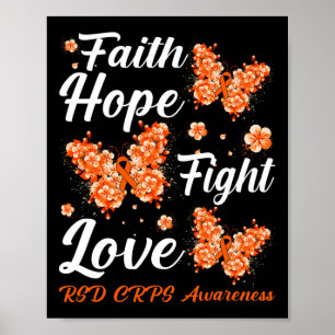 Póster Faith Hope Fight Fight Love Rsd Crps Sensibilizaci
