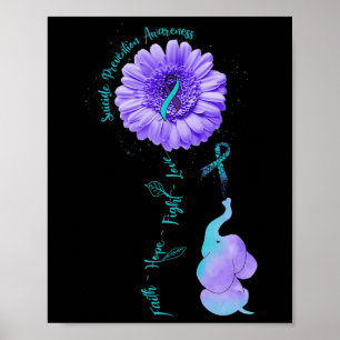 Póster Faith Hope Fight Love Elephant Suicide Prevention