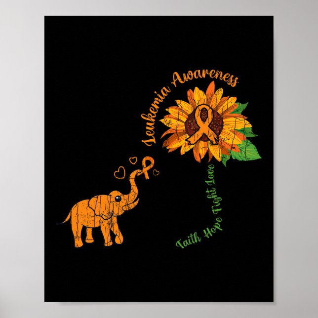 Póster Faith Hope Fight Love Leukemia Awareness Ribbon Gr (Frente)