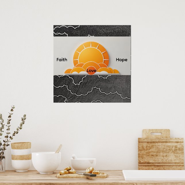 Póster Faith, Hope, Love! (Cocina)