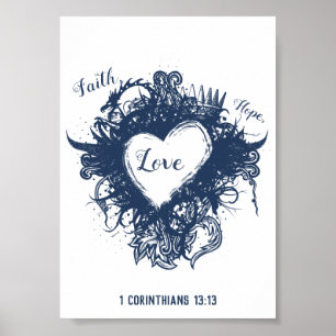 Póster Faith Hope Love 1 Corinthians 13:13 Wall Art