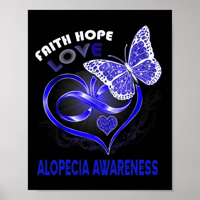 Póster Faith Hope Love Alopecia Conciencia Corazón maripo (Frente)