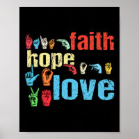 Faith Hope Love American Rótulo Language Christian