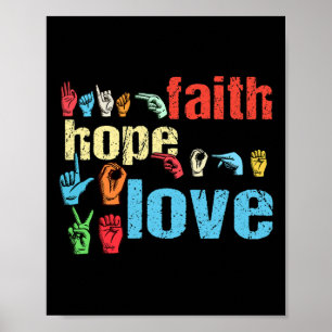 Póster Faith Hope Love American Rótulo Language Christian