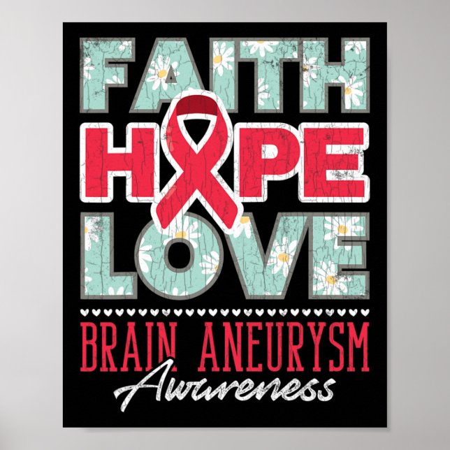Póster Faith Hope Love Brain Aneurysm Awareness Support G (Frente)