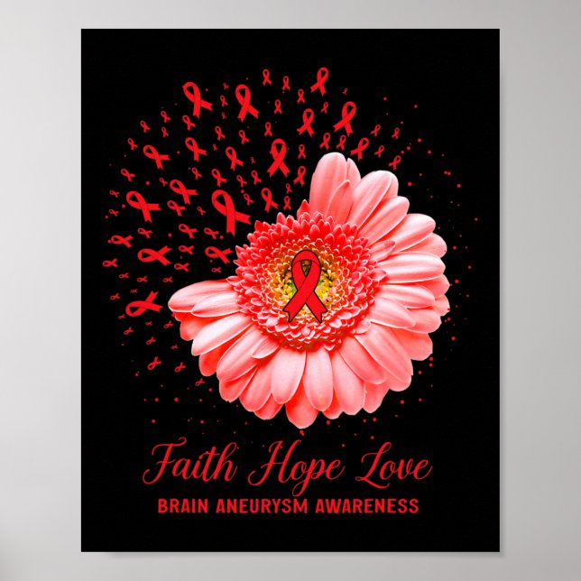 Póster Faith Hope Love Brain Aneurysm Awareness Survivor (Frente)