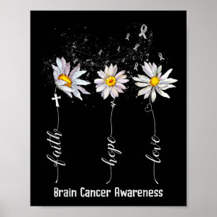 Póster Faith Hope Love Brain Cancer Awareness Shirt Flowe