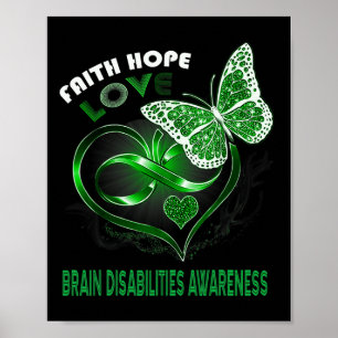 Póster Faith Hope Love Brain Disabilities Awareness Heart
