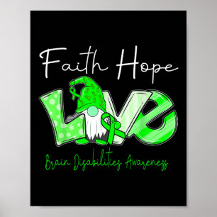 Póster Faith Hope Love Brain Disabilities Conciencia