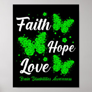 Póster Faith Hope Love Brain Disabilities Sensibilización