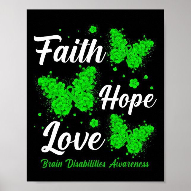 Póster Faith Hope Love Brain Disabilities Sensibilización (Frente)