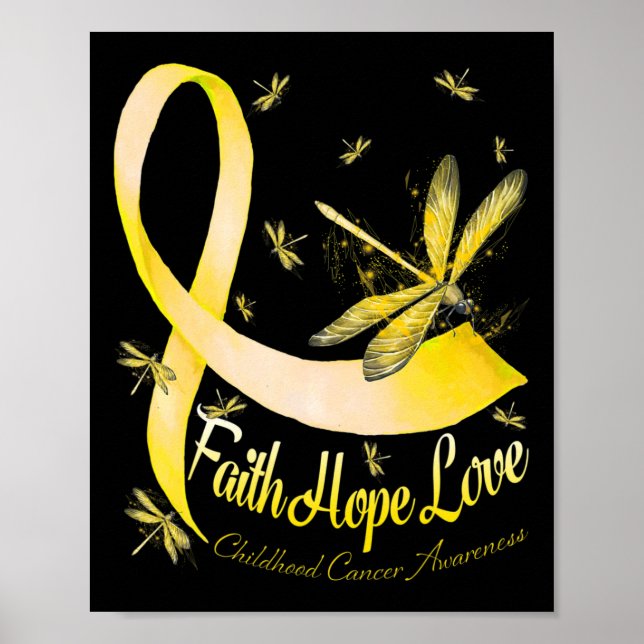 Póster Faith Hope Love Childhood Cancer Awareness Dragonf (Frente)