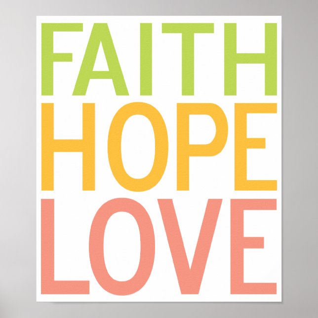 Póster Faith Hope Love Christian Inspirador Poster Art (Frente)