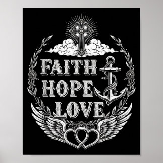 Póster Faith Hope Love Christian Insrational 1 Corinthian