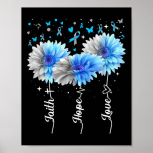 Póster Faith Hope Love Cute Daisy Diabetes Awareness Gift