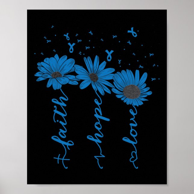 Póster Faith Hope Love Diabetes Awareness Mono de la Cint (Frente)