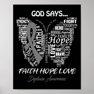 Póster Faith Hope Love Dyslexia Awareness Gifts