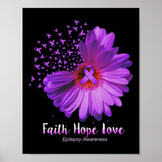 Póster Faith Hope Love Epilepsy Awareness Sunflower