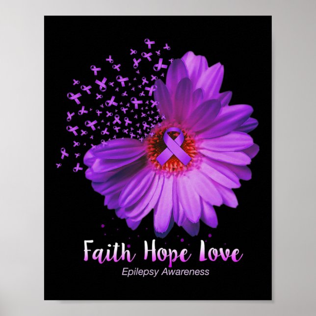 Póster Faith Hope Love Epilepsy Awareness Sunflower (Frente)