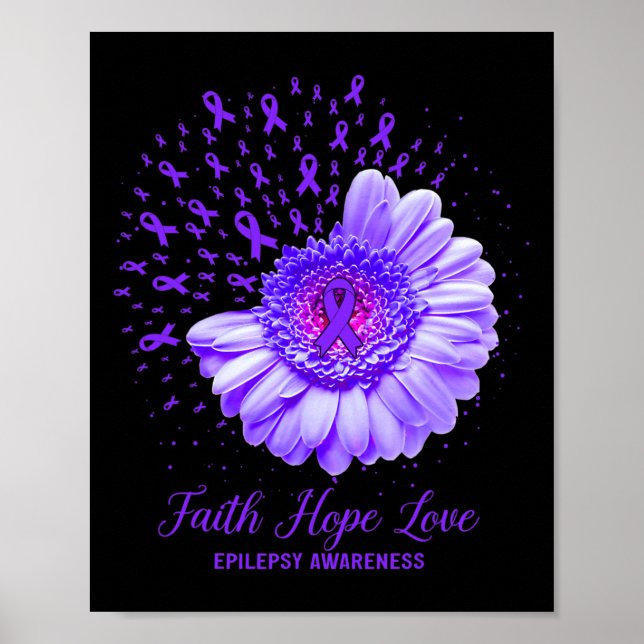 Póster Faith Hope Love Epilepsy Awareness Survivor Fighor (Frente)