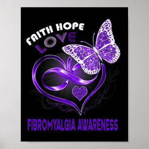 Póster Faith Hope Love Fibromialgia Awareness Heart Butte