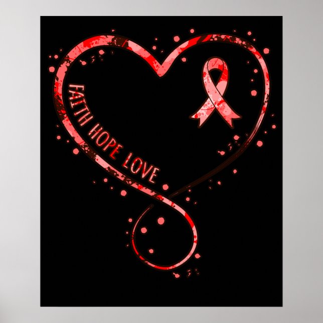 Póster Faith Hope Love Heart Disease Awareness Survivor G (Frente)