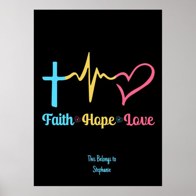 Póster Faith Hope Love Hearts (Frente)