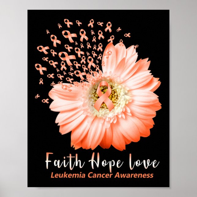 Póster Faith Hope Love Leukemia Awareness Naranja Ribbon  (Frente)