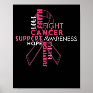 Póster Faith Hope Love Mama Cancer Awareness