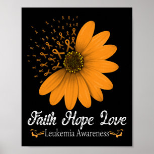 Póster Faith Hope Love Naranja Ribbon Apoyo al Cáncer de