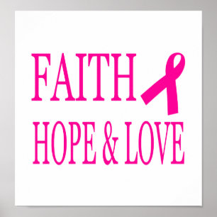 Póster Faith Hope Love Pink Ribbon