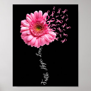 Póster Faith Hope Love Pink Ribbon Daisy Flower Flower Ca