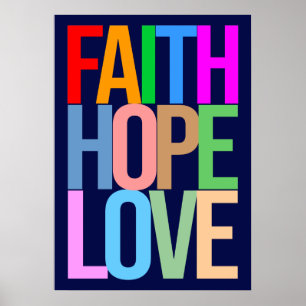 Póster Faith Hope Love Positive colorido