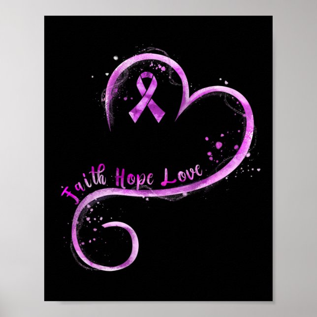 Póster Faith Hope Love Purple Ribbon Sobredosis Concienci (Frente)