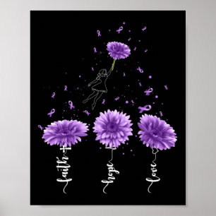 Póster Faith Hope Love Purple Sunflower Overdose Awarenes