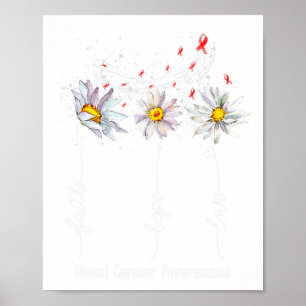 Póster Faith Hope Love Sangre Cancer Awareness Flower Gif