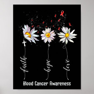 Póster Faith Hope Love Sangre Cancer Awareness Flower Gif