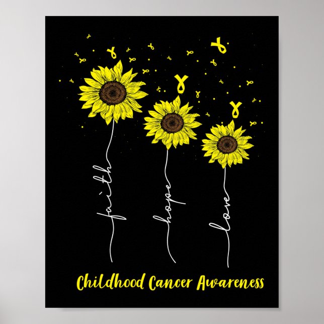 Póster Faith Hope Love Sunflower Children Cancer Awarene (Frente)